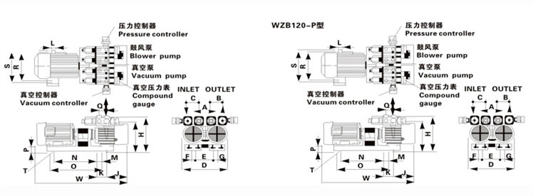 臺(tái)冠MLB80-P玻璃機(jī)無油真空泵外觀尺寸圖